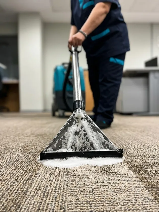 Lavado profundo de alfombra con equipo de extracción